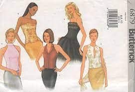 Butterick 6879 Tops de señorita con escote Variaciones Patrón de costura Talla 18-20-22