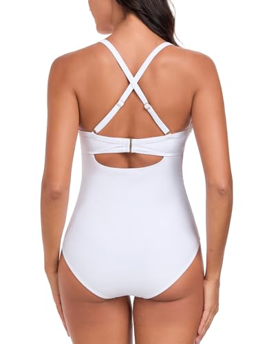 Women's Push Up Twist Front Cutout One Piece Swimsuits Crisscross Back Bathing Suits Adjustable Straps Swimwear4