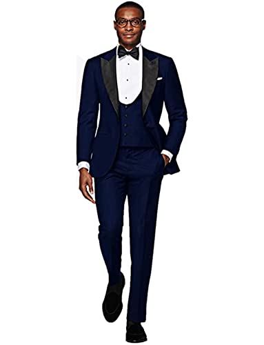 Smoking 3 pièces à revers en pointe costume homme pour mariage fête