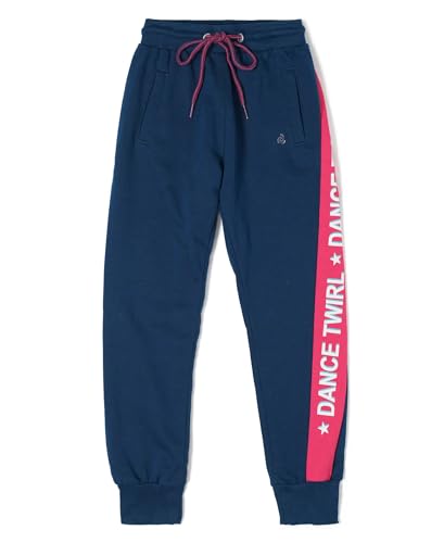 Image of Jockey Girls Mid Rise AG15 Super Combed Cotton French Terry Fabric Graphic Printed Relaxed Fit Joggers with Side Pockets