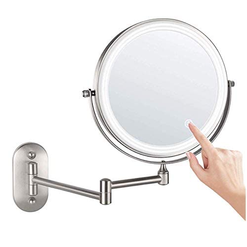 Miroir de salle de bain LED noir mural pivotant grossissant 1X/10X