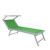 Photo Gallery lettino prendisole pieghevole professionale in alluminio tessuto textilene 720 gr/m² tettuccio orientabile parasole sdraio prendi sole mare spiaggia piscina giardino 182 x 60 x 38 cm (verde)