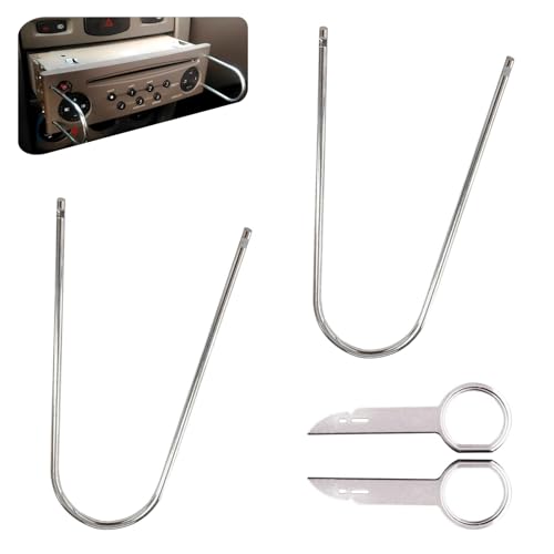 Image of Bawkars 4 PCS Car Radio Removal Tool, U-Shaped Car CD DVD Audio Frequency Converter Removal Tool, Stainless Steel Automotive Radio Disassembly Pry Tool Kit, Fit for Most Cars (Silver)