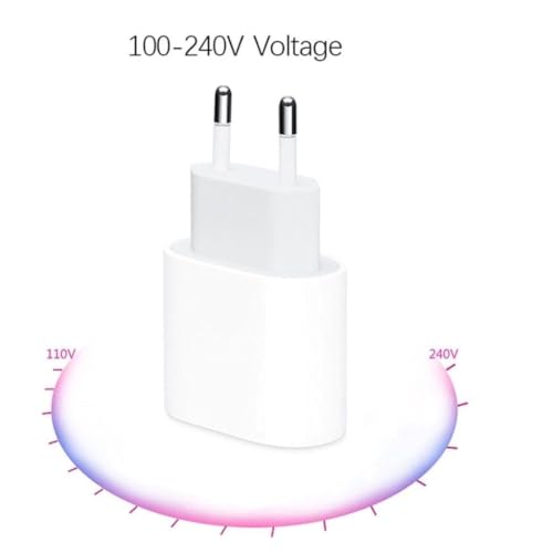 Fonte Carregador Turbo 20W USB-C, Compatível com iPhone e Android, Adaptador de Energia Rápido