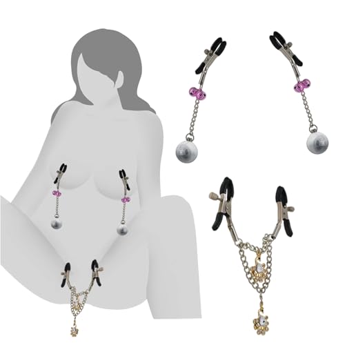Pezón Pinza para Mujeres Hombres con Pezón Clítoris Clip con Cadena Fetiche Pezón Abrazaderas Extremo con Bola de Cristal Coquetear Pezón Abrazaderas Joyería Íntima Juguetes Damas para El Sexo