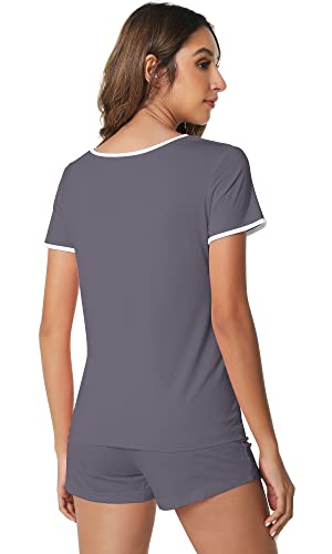 Image of WiWi Viscose from Bamboo Pajamas Set for Women Super Soft Short Sleeve Cooling Summer Plus Size Pjs Sets Sleepwear S-4X