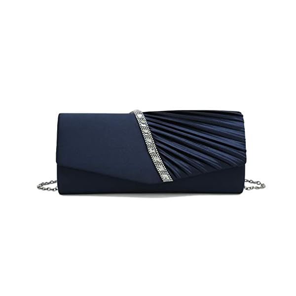 Charming Tailor Evening Handbag Crystal Embellished and Pleated Satin Clutch