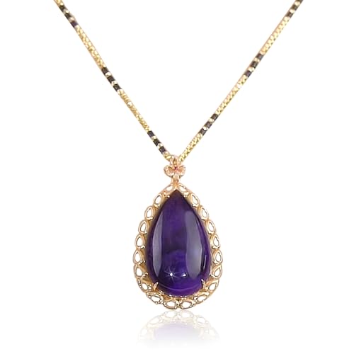 KJDYQ Collar con colgante de lágrima de amatista inspirado en Sofía, disfraz de princesa real, joyería para Halloween, fiesta de cumpleaños, regalos para mujer, Medio, Metal, No es una piedra preciosa