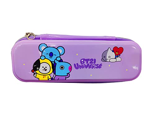 Image of Neel Pencil Case Silicone Geometry Box for Kids Pencil Pouch BTS Return Gift for Girls Large Capacity 1ps (PURPLE)