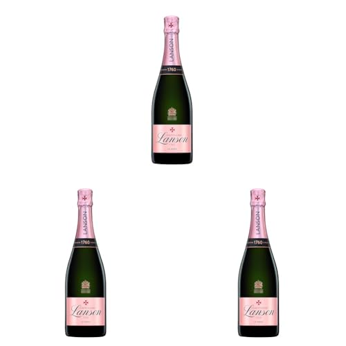 Champagne Lanson Rose Label Brut, 75 cl - 750 ml (Paquete de 3)