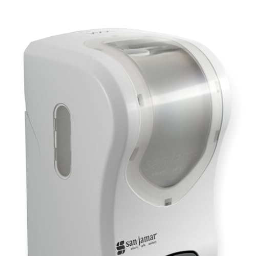 Image of San Jamar Summit Rely Soap Dispenser - 900mL Liquid Dispenser Polymer Refillable Pump, Adhesive or Screw Mount Bulk Compatible, White Clear