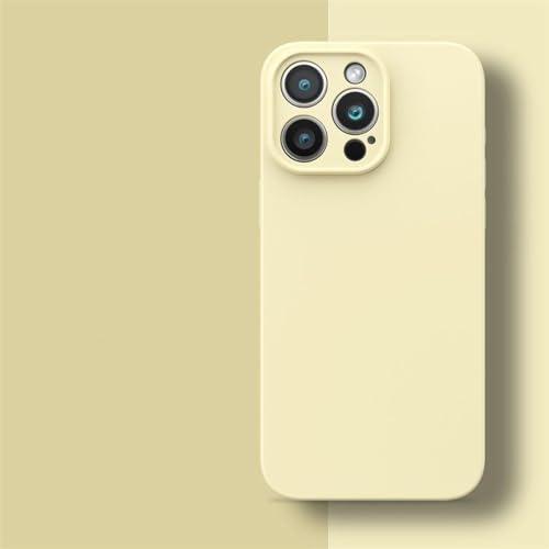 Coque silicone liquide pour iPhone 14 Pro Max protection jaune lait épurée