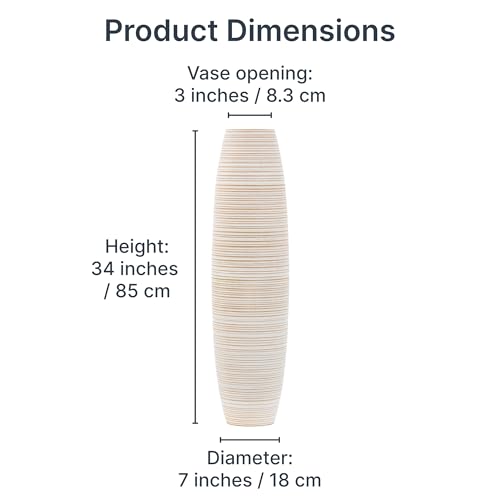 Image of Leewadee Large Floor Vase 34 inches Mango Wood for Pampas Grass, Dried Flowers