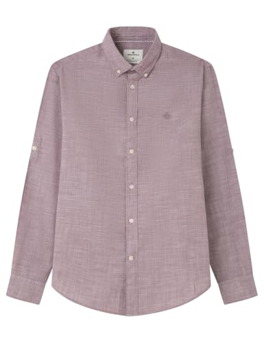 Springfield Camisa Flameada De Algodón con Bordado De Árboles, Wine, XL