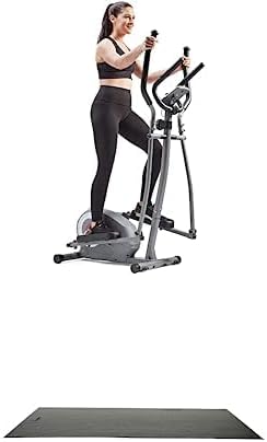 Sunny Health & Fitness Essentials Series Smart Elliptical Trainer with Exclusive SunnyFit® App Enhanced Bluetooth Connectivity SF-E322002 + Home Gym Foam Floor Protector Mat