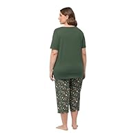 Ulla Popken Pigiama Floral Symphony 829354 Maglia Lunga da Notte, Cachi, 52-54 Donna