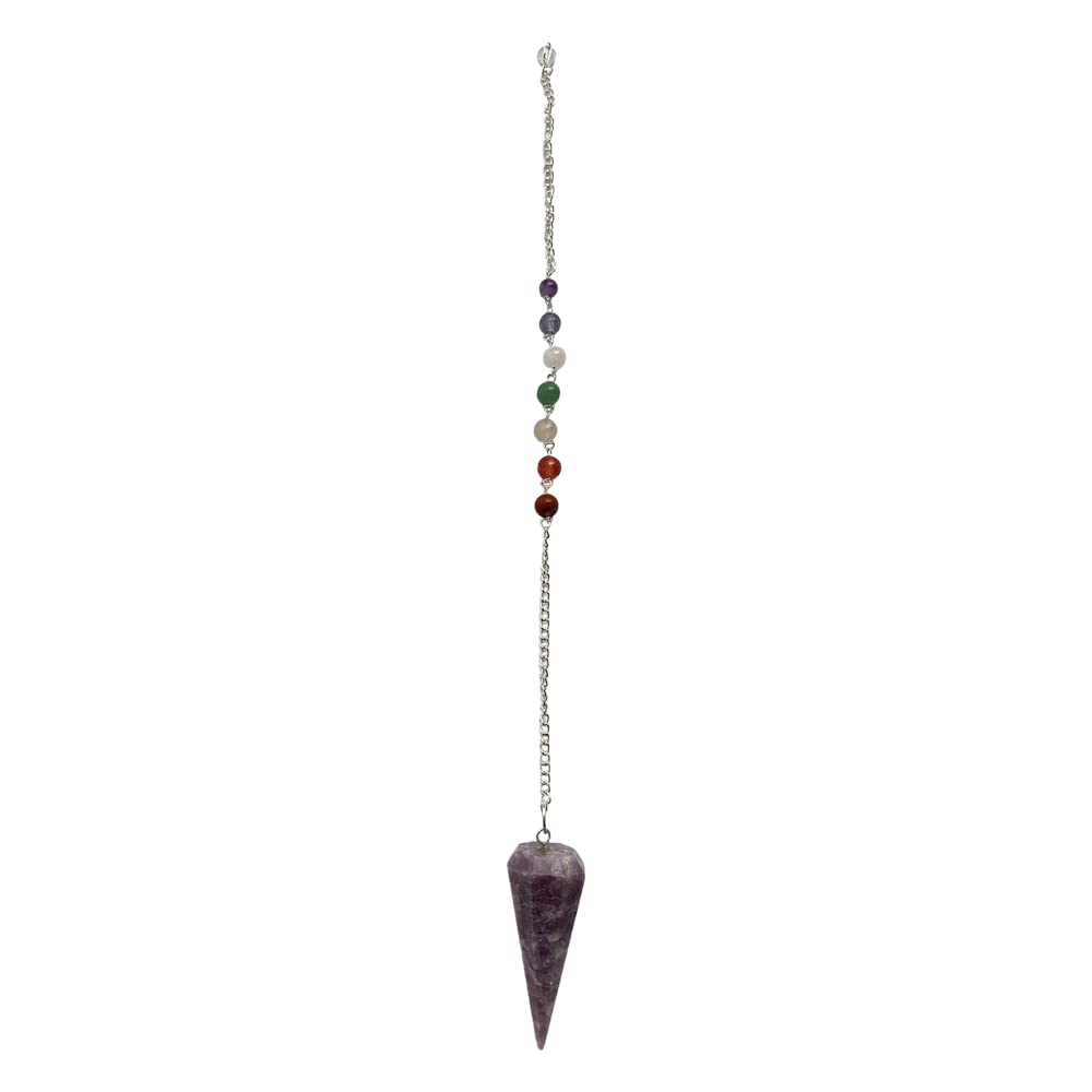 VIE Pendulum with 7 Chakra Beaded Chain, Lepidolite