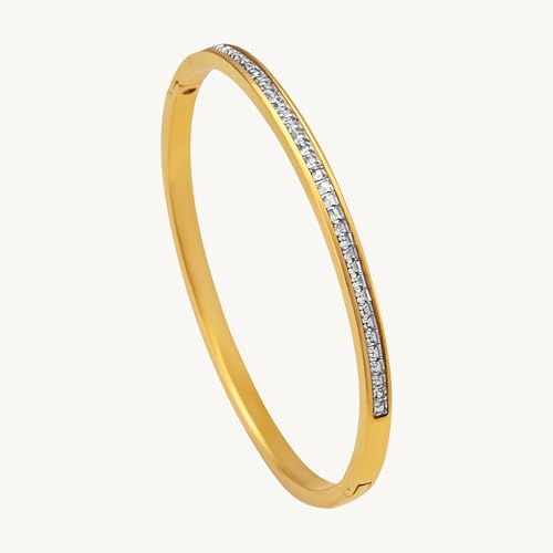 Image of PALMONAS Sparkling Line Bangle Bracelet for Women - Gift for Girls & Women | Waterproof & Anti-Tarnish Bangle Bracelet