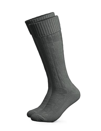 HerzSticht Herren Lange Trachtensocken 1er Pack (Modell: Silberdistel) Dunkelgrau 43-46