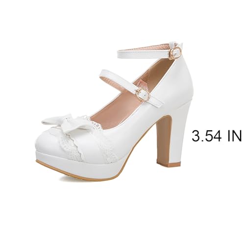 Mary Janes for Women Platform Heels Bow Kawaii Shoes Vintage Dress Pumps4