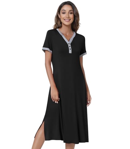 Image of NACHILA Bamboo Viscose Nightgowns for Women Cooling Night Gown with Pockets