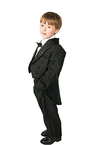 Dressy Daisy Baby Boys' Classic Tuxedo w/Tail 5 Pcs Set Formal Suits Wedding Outfit Size 9-12 Months Black