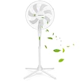 Aigostar Ventilador de Pie con 7 Aspas, Altura Ajustable 108-130cm, Ventilador Silencioso (43 cm Ø), Oscilante 70°, 3 Velocidades, para Salón, Dormitorio y Oficina, Erika