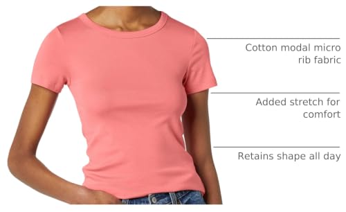 Image of Amazon Essentials Women's Slim-Fit Short-Sleeve Crewneck T-Shirt, Pack of 2