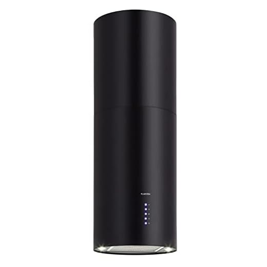 Klarstein Beretta - Campana extractora en isla, 3 niveles circulación, Hasta 650 m³/h, Filtro de carbón activo, ECC C, Campanas extractoras cocina, Filtro grasa extraíble, Acero inoxidable, Negro