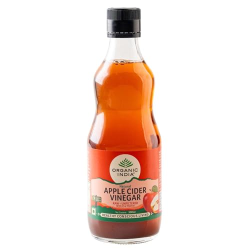 Image of Organic India Apple Cider Vinegar with Mother of Vinegar, 500ml | Raw and Unfiltered ACV | Lab tested on 250+ Parameters | Made from Spanish Apples | Imported from Spain