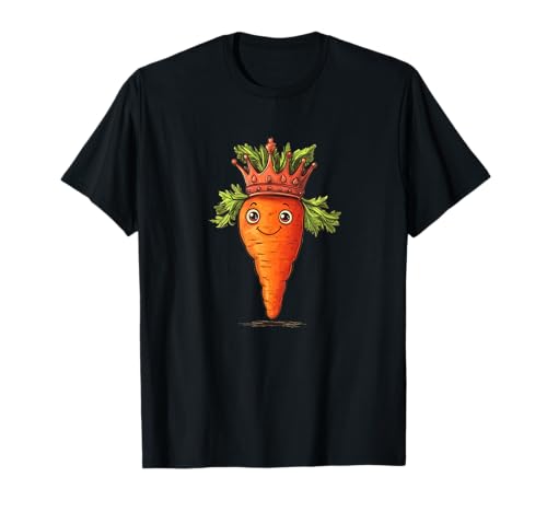 Divertente Carota con Corona Costume per Re Vegetali Maglietta