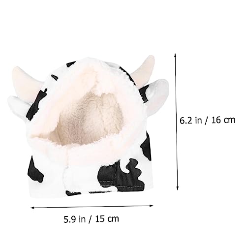 Gorro para perro en forma de vaca de felpa suave miniatura 6
