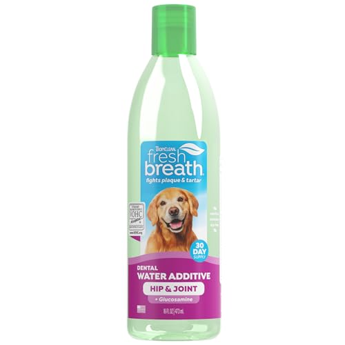 TropiClean Fresh Breath Hundezahnreinigung - Zahnpflegelösung bei schlechtem Atem - Mundspülung als Zusatz zum Trinkwasser - Reinigt die Zähne - Nahrungsergänzung für Hüfte und Gelenke, 473ml TropiClean Fresh Breath Hundezahnreinigung - Zahnpflegelösung bei schlechtem Atem - Mundspülung als Zusatz zum Trinkwasser - Reinigt die Zähne - Nahrungsergänzung für Hüfte und Gelenke, 473ml