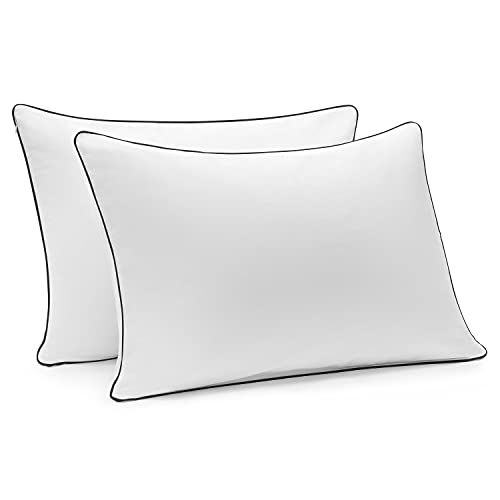 Bedemu Pillow Cases King Size Set Of 2, Hidden Zippered White King Pillowcases With Black Piping, 20 X 36 Inches 600 Thread Count Cotton Pillow Protectors (Pillow Covers), Cooling And Soft, 2 Pack #TOP6