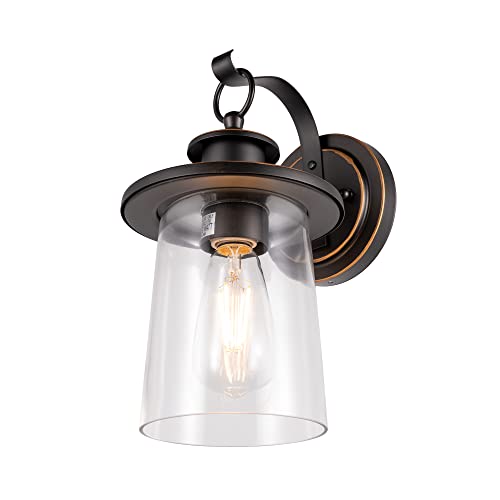 Gruenlich Outdoor Wall Lantern, Wall Sconce As Porch Lighting Fixture, E26 Medium Base, Metal Housing Plus Clear Glass, Oil Rubbed Bronze Finish, Etl Rated, Bulb Not Included, 1-Pack #TOP3
