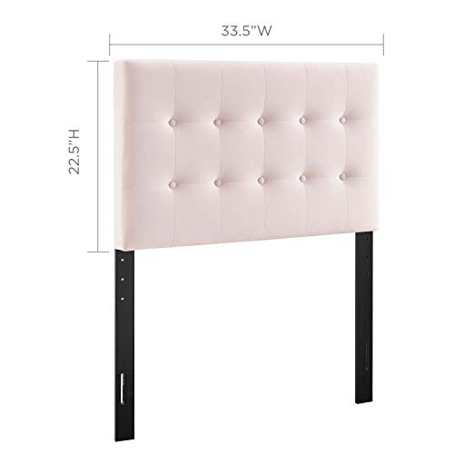 Image of Modway Emily Twin Biscuit Tufted Performance Velvet Headboard, Pink