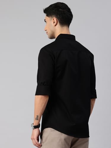 Image of Majestic Man Men's Cotton Slim Fit Solid Casual Shirt