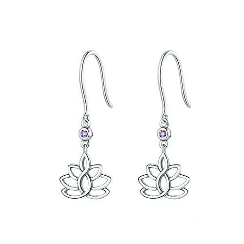Pendientes de gota Lotus con circonitas de brillo premium para mujer