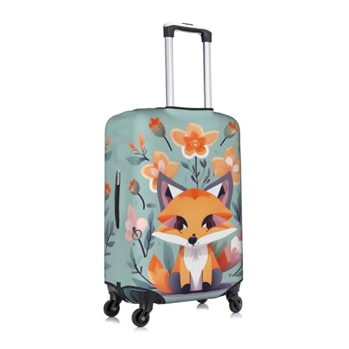 Cute Animal Fox Flowers Print Practical Elastic Washable Travel Luggage Cover with Concealed Zipper for Suitcases3