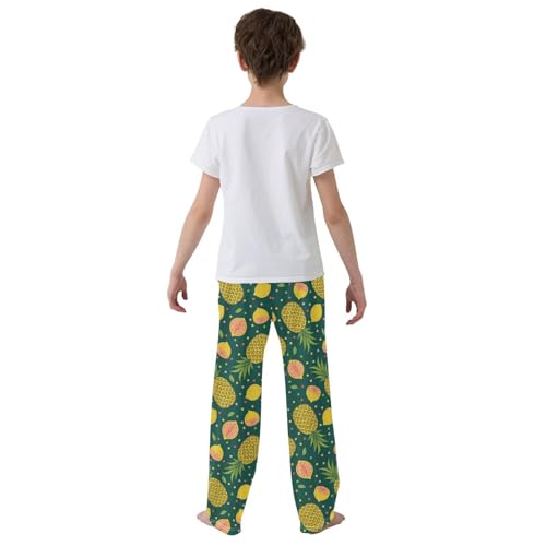 ZZXXB Pineapple Lemon Boys Long Pants Soft Trousers Elastic Waist Kids Lounge Bottoms with Pockets S-XL3