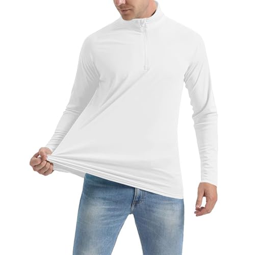 Fishing Shirts for Men Long Sleeve Quarter Zip Sun Protection UPF 50 + Tees Fishing Running Rash Guard T-Shirt Outdoor3