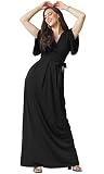 KOH KOH Womens Long Formal Short Sleeve Cocktail Flowy V-Neck Casual Bridesmaid Wedding Party Guest