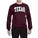Wild Bobby State of Texas College Style White Fashion Unisex Crewneck Sweatshirt, Maroon, Small