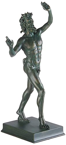 Design Toscano WU75696 Dancing Faunus of Pompeii Bacchus Roman God Statue, Large, 10 Inch, Polyresin, Bronze Verdigris Finish