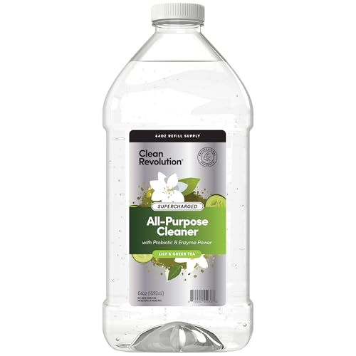 Image of Clean Revolution SuperCharged All Purpose Cleaner Refill with Smart Probiotic + Enzyme Complex, Multi-Surface Kitchen Bathroom & Floor Cleaner, Lily & Green Tea, 64 Fl oz (Pack of 1)