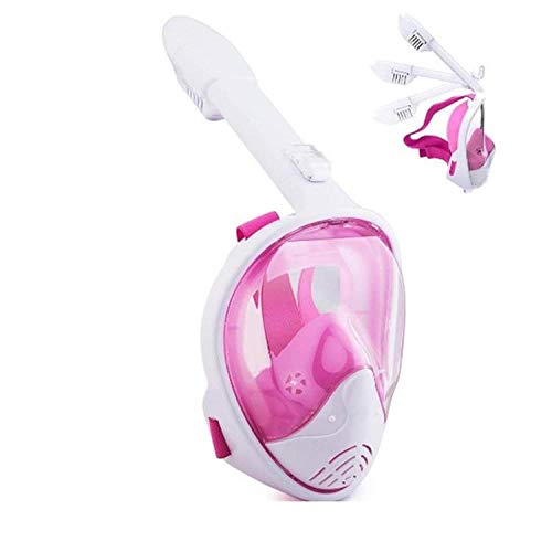 FLHLH máscara de Buceo decatlón,Máscara de Buceo Anti-vaho de Silicona Completamente Seca, Impermeable, con Lentes de cámara HD, Polvo + Blanco C_L / XL