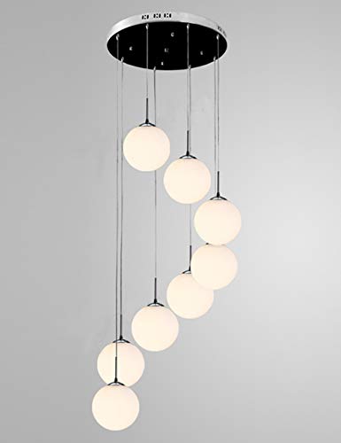OEUBEQ Spiral-Kronleuchter mit weißer Kristallkugel für Wohnzimmer, moderner minimalistischer Treppenkronleuchter, Restaurantlampe mit kreativer Persönlichkeit für