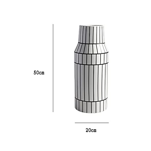 Vase en céramique moderne salon grand vase géométrique à rayures 50cm