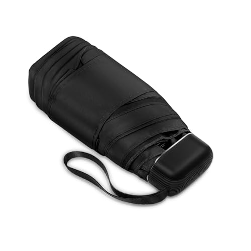 LEAGERA Mini Umbrella For Purse, Small Travel Umbrella Compact Waterproof Umbrella for Light Rain, Suitable for Women Purse and Pocket,Black,1 Pack