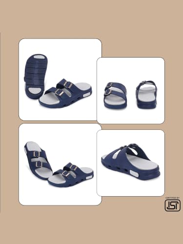 Image of SLIPOVER Men EVA Double Strap Sandals | Adjustable Buckle Comfort Slides | Lightweight Anti-Slip Ventilated Casual Sandals for Everyday Indoor Outdoor Wear